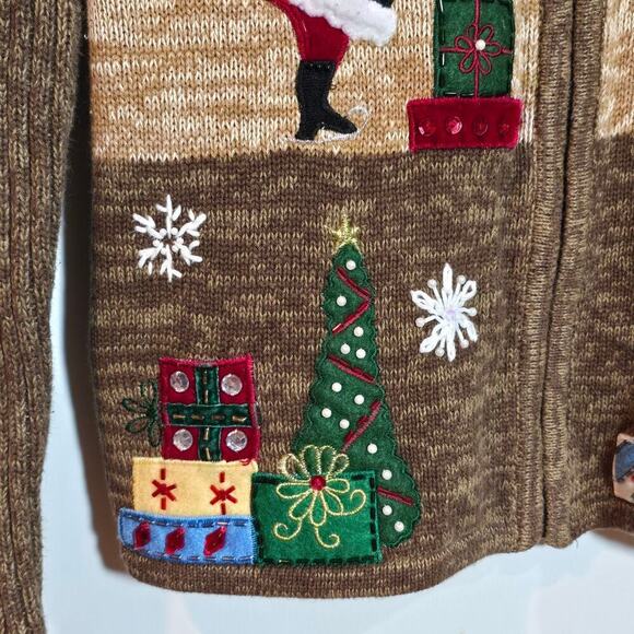 VTG Tiara Christmas Sweater Cardigan Tacky Medium Holiday Ugly Christmas Sweater - Picture 4 of 10